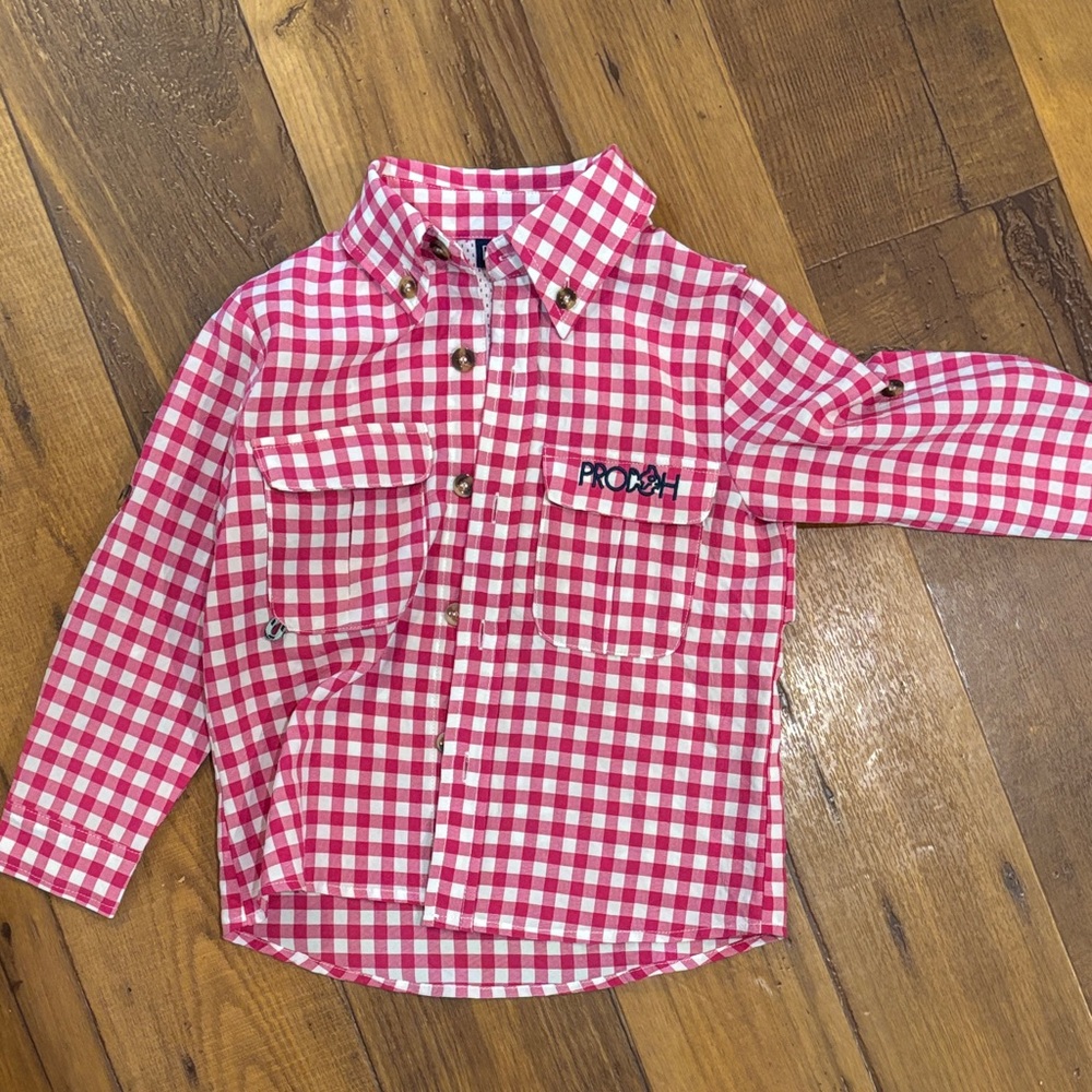 Prodoh Bright Pink Checkered Kids Fishing Shirt